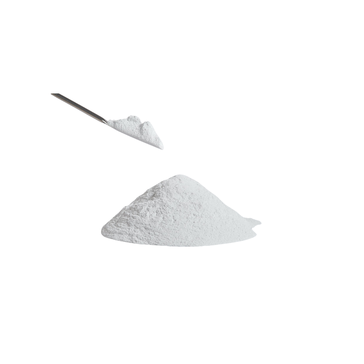 Spoonful of metallic gray powder.
