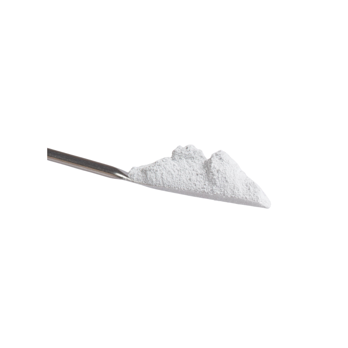 Spoonful of metallic gray powder.