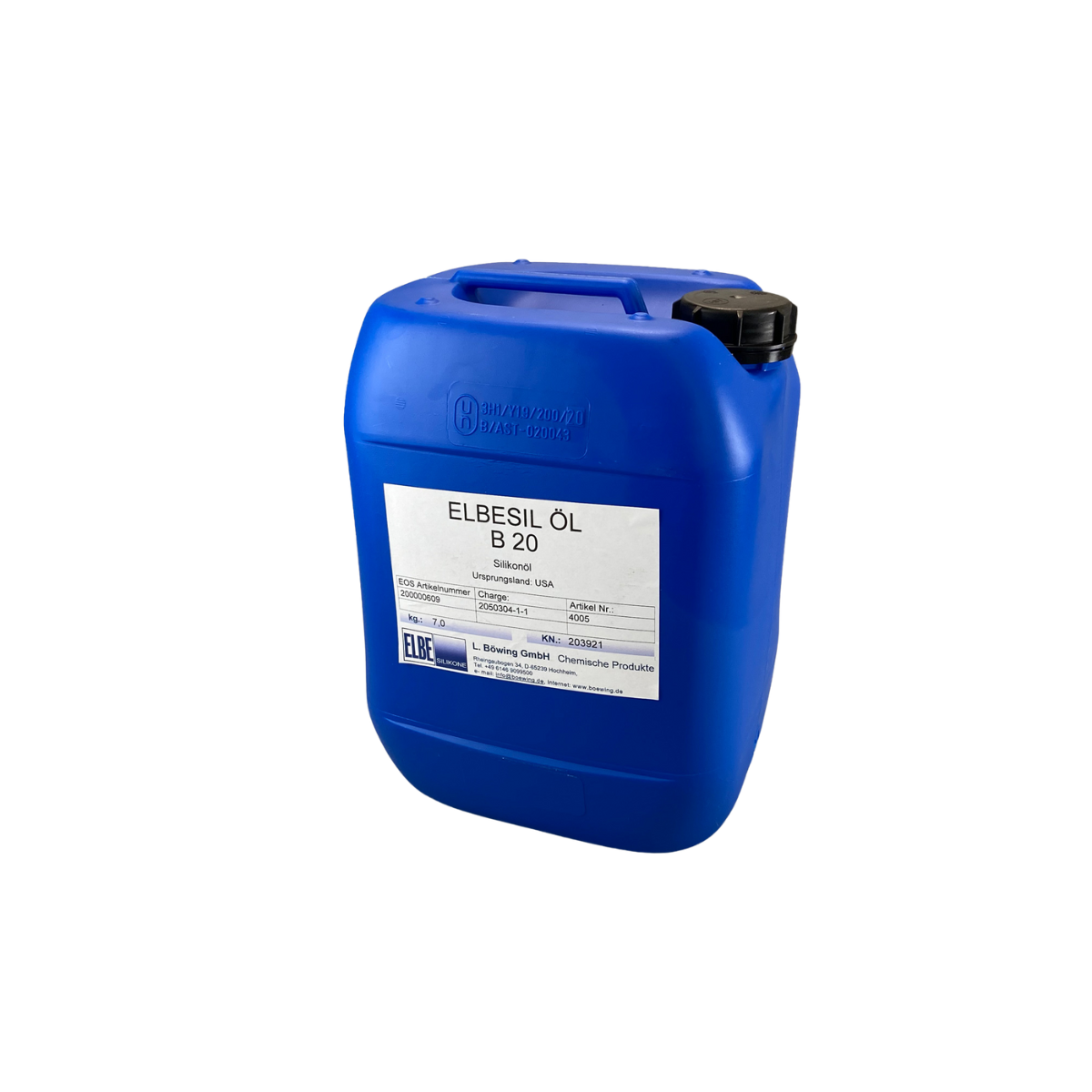 Blue, plastic gallon.