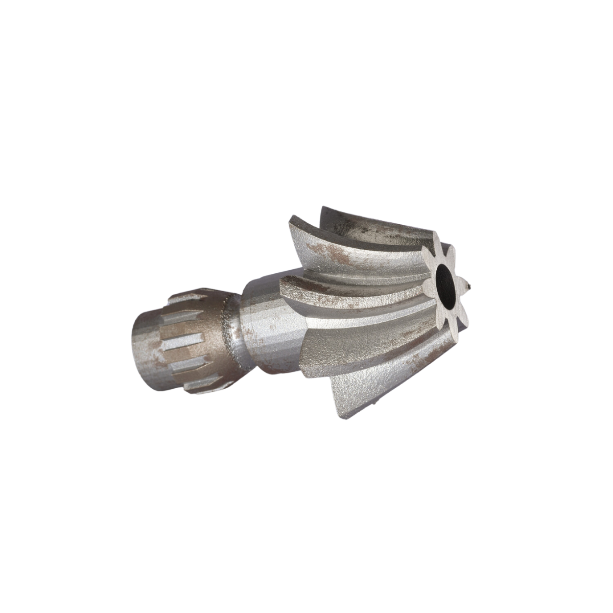 Side view of a spare part made of steel.