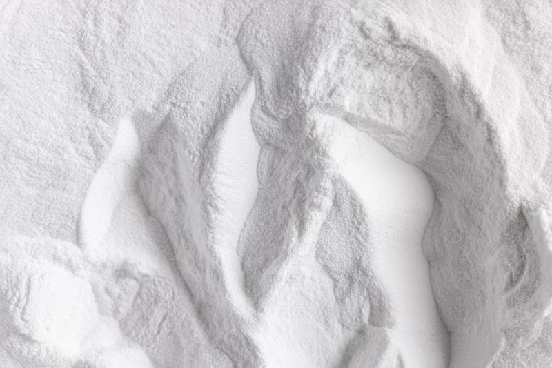 Close up of white polymer powder.