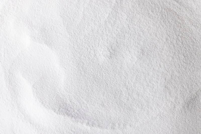 Close up of white polymer powder.