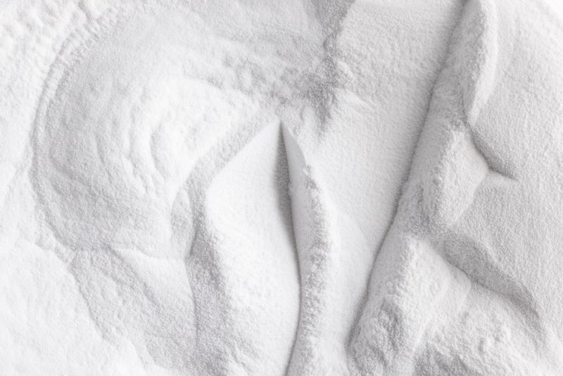 Close up of white polymer powder.
