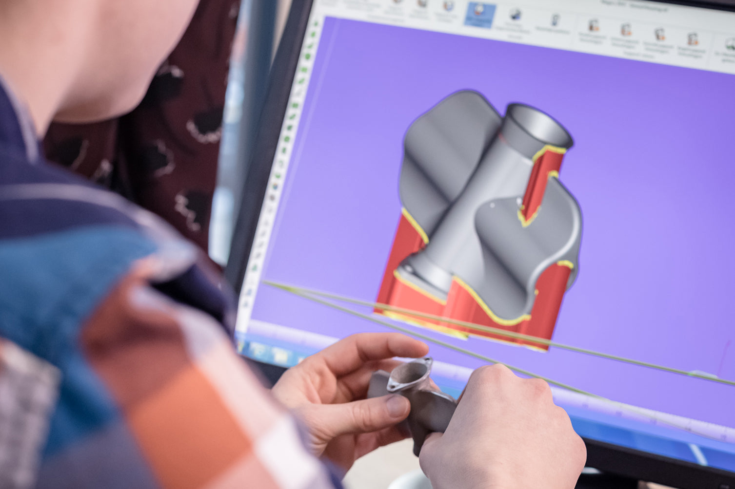 Screen showing the design of a 3d printed piece.