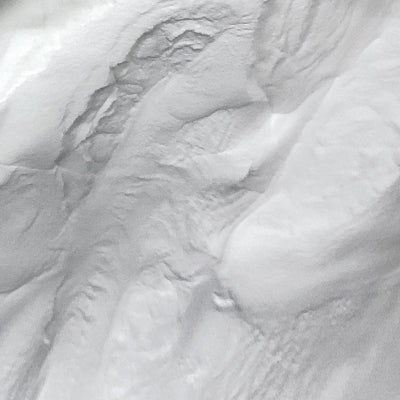 Close up of white polymer powder.