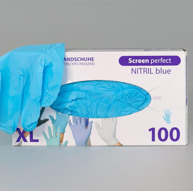 Pack of blue NITRA TEX Protective Gloves.