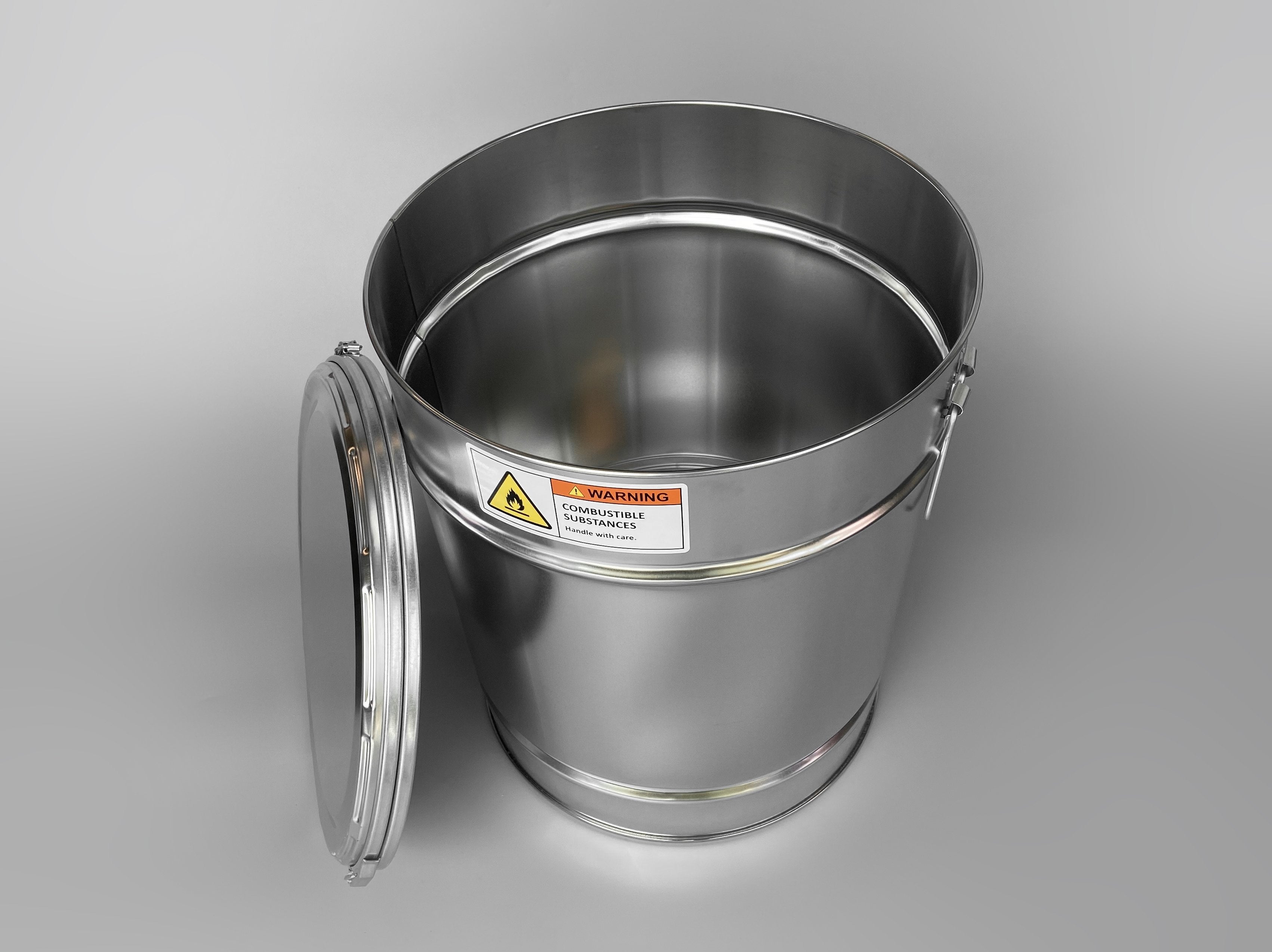 Metallic bucket.